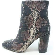Dannia Dark Brown Snake Print Leather Boots - Dark Brown
