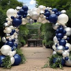 Silver Latex Balloons Shein 137pcs Navy Blue Silver Latex Balloons
