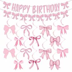 Pink Garlands Shein Pink Bow Birthday Decorations Garland