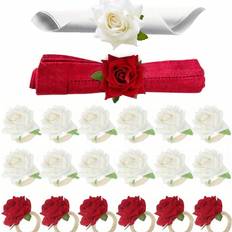 Red Napkin Rings Shein Red and White Rose Napkin Ring