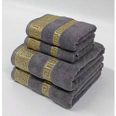 Shein Premium Classic Jacquard Embroidered 1 pc Bath Towel Gray (355.6x177.8cm)
