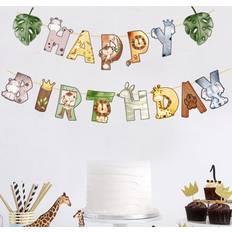 Shein Jungle Animal Happy Birthday Banner Pull Flag