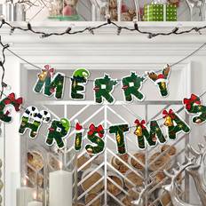 Red Garlands & Confetti Shein Merry Christmas Banner Garland