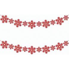 Red Garlands & Confetti Shein Red Snowflake Garland Banner 2 Packs