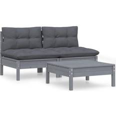 Utemöbler vidaXL 3-tlg Garten-Lounge-Set mit Anthrazit Kissen Lounge-Set