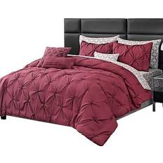 10-Piece Pintucked Comforter Set Full/Double Bedspread Red