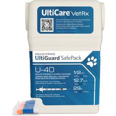 Health UltiCare VetRx U-40 UltiGuard Safe Pack Pet Insulin Syringes 1/2cc, 29G x 1/2" 100 ct