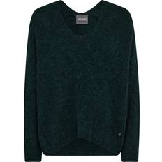 Mos Mosh Thora Alpaca Wool Blend V-Neck Jumper - Dark Pine