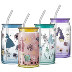 Joyjolt Disney Princess Icon Glasses Set of 4 16oz Tumbler