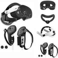 Prociv Co Ltd, Compatible with Meta Quest 3S Accessories for Quest 3S Head Strap VR Face Cover VR Shell Cover Controller Grips Cover Protective Joystick Cover Black