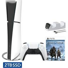 Game Consoles Sony Hyper-Tech (Record S/N) 2023 New PlayStation 5 Slim Upgraded 2TB Digital Edition God of War Ragnarok Bundle and Mytrix Controller Charger White Slim PS5 2TB PCIe SSD Gaming Console