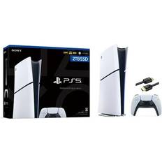 Game Consoles Sony Hyper-Tech (Record S/N) 2023 New PlayStation 5 Slim Upgraded 2TB Digital Edition Console Controller and Mytrix 8K HDMI Ultra High Speed Cable White Slim PS5 2TB PCIe SSD Gaming Console