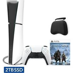 Game Consoles Sony Hyper-Tech (Record S/N) 2023 New PlayStation 5 Slim Upgraded 2TB Digital Edition God of War Ragnarok Bundle and Mytrix Controller Case White Slim PS5 2TB PCIe SSD Gaming Console