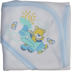 White Baby Towels Bambini Hooded Towel with Binding 6.0 W in Blue