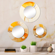 Mirrors Design Art Undefined Continuation Liquid Retro Waves Set of 3 46 in W x 46 in H Wall Mirror