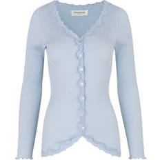 Dam - Silke/Siden Koftor Rosemunde Silk Cardigan Regular LS - Heather Sky