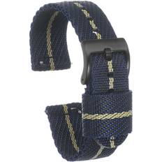 Silicon Watch Straps Uxcell Blue Khaki Nylon Striped Watchband 18mm Width