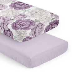 Purple Sheets Sweet Jojo Designs Peony Floral Garden Fitted Crib Sheet 2 Pack