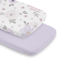 Purple Sheets Sweet Jojo Designs Watercolor Floral Baby Bassinet Fitted Sheets 2 Pack