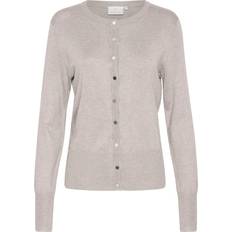 Grey Cardigans Kaffe Lizza Round Neck Button Cardigan