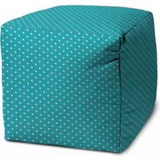 Metals Pouffes Latitude Run Black Polyester Cube Pouf Ottoman 17 H x 17 W x 17 D in Turquoise Pouffe 17"