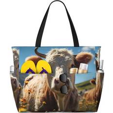 Beach Bags Daiia Prairie Flower Cow Beach Travel Bag - Water-Resistant