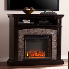 Darby Home Co Custinne Corner Electric Fireplace 42.0 H x 45.5 W x 15.75 D in brown/orange, Wood in Ebony 42" H X 45.5" W X 15.75" D Wayfair (42" H X 45.5" W X 15.75" D)