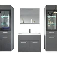 Silver Vanity Units for Single Basins Belfry Bathroom Tera 600mm Vanity and Mirror Set