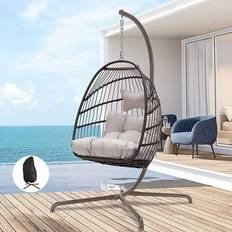 NiceSoul Foldable Wicker Hanging Egg Chair 350 lbs