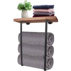 Wall Mounted Towel Rack Black 10cm x 10cm D