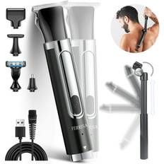 FERRISA Bluesky, Electric Back Shaver for Men Multifunctional Self-Service Long Handle Grooming Tool with Detachable and Extendable Handle Electric Mens Back Shaver Travel-Friendly with Travel Lock