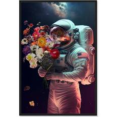 Astronaut Floral Canvas 24 x 36 Framed Art