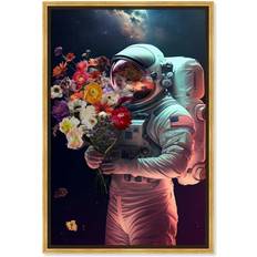 Astronaut Floral Canvas 24 x 36 Framed Art