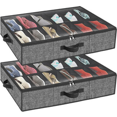 Furniture Ebern Designs Under Bed Storage 2-Pack 24 Pairs Shoe Rack