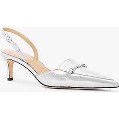 Michael Kors Lena Crackled Metallic Leather Slingback Pump - Silver