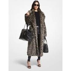 Natur - XL Kåper & Frakker Michael Kors Leopard Print Faux Fur Robe Coat - Natural