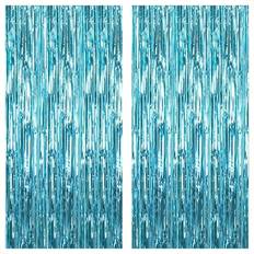 Blue Doorway Party Curtains Katchon XtraLarge Blue Foil Fringe Curtain 8x3.2 Feet Pack of 2