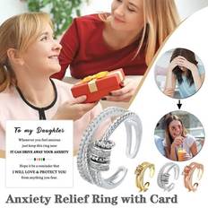 TONAIN HappyCart Emporium, Anxiety Ring for Women Men Fidget Peace Rings for Anxiety Stress Reliever Spinner Ring Retro Adjustable Band Rings Anxiety Relief