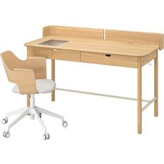 IKEA Ridspö Fjällberget Och Stol Ek Beige Skrivbord