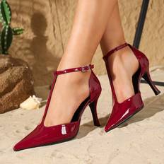 Polyurethane Heels & Pumps Shein Fashionable Patent Leather High Heel Shoes - Pointed Toe