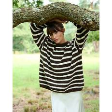 One Size - Women Jumpers Blue Vanilla Soft Knit Round Neck Stripe Jumper - Chocolate