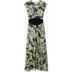 Tory Burch Printed U-Neck Viscose Dress - Green Pixel Floral