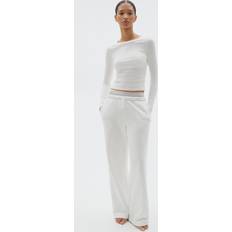 Fabric - Women Trousers H&M Wide Joggers - White