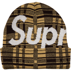 Supreme Men Accessories Supreme Big Logo Beanie - Tan Plaid