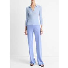 Vince Vince Cashmere and Mulberry Silk Polo Top - Kyanite