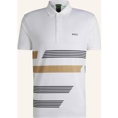 Herr - Natur Pikétröjor BOSS Paddy Tape Print Polo Shirt - Vit