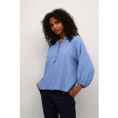 3XL Blouses Kaffe Feminine Blouse with V-Neck - Blue