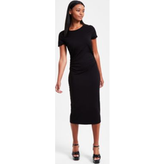 Bar III Ruched Short-Sleeve Midi Dress - Deep Black