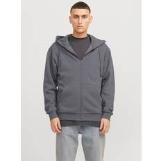 Jack & Jones Jumpers Jack & Jones Plain Zip Hoodie Grey