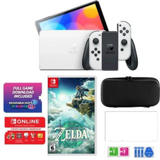 Nintendo Switch Oled MarioKart 8 Bundle with Accessories & Zelda Tears of Kingdom White